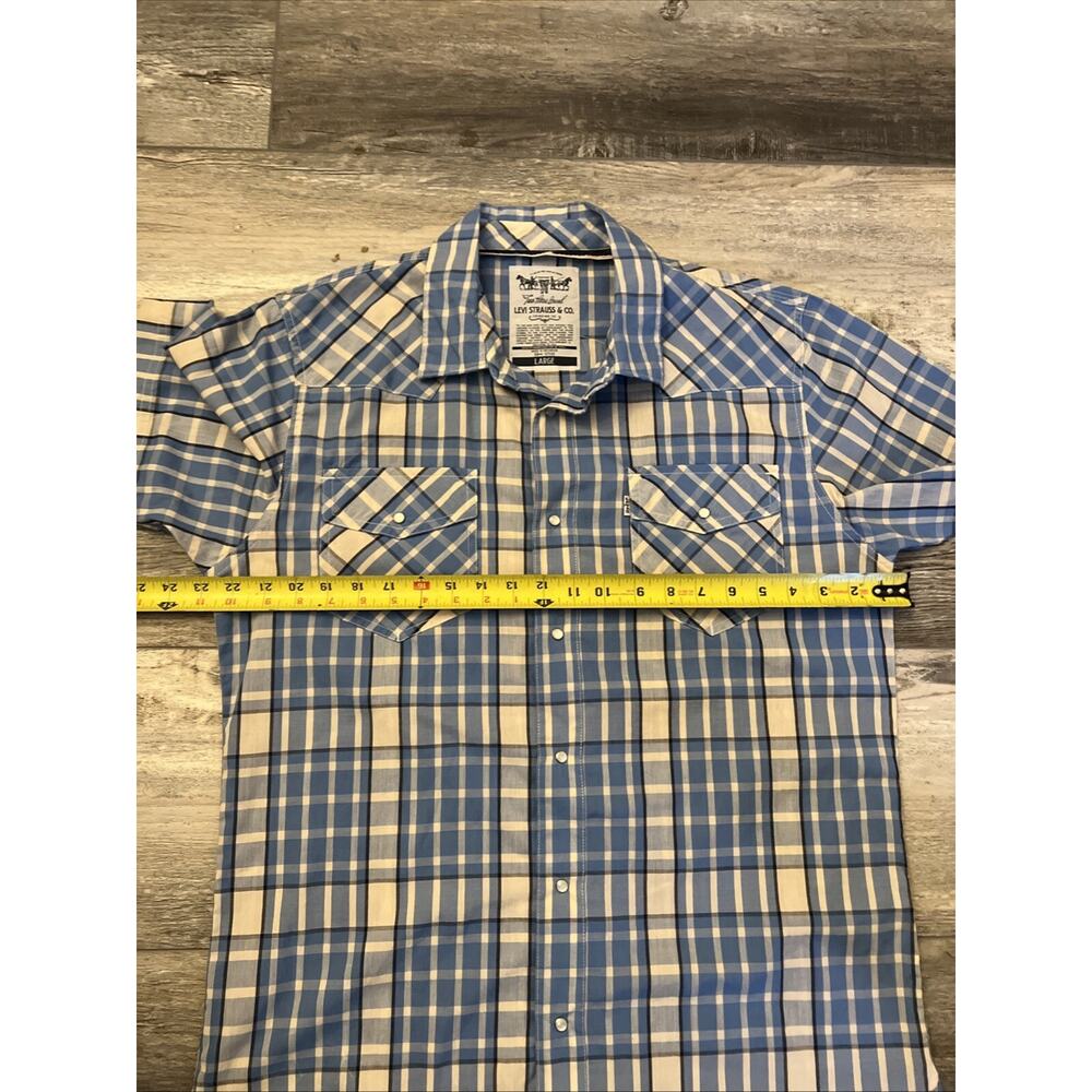 Levis Shirt Mens Large Blue Gray Western Pearl Snap White Tab Rodeo Ranch AMAZIN - Picture 4 of 9